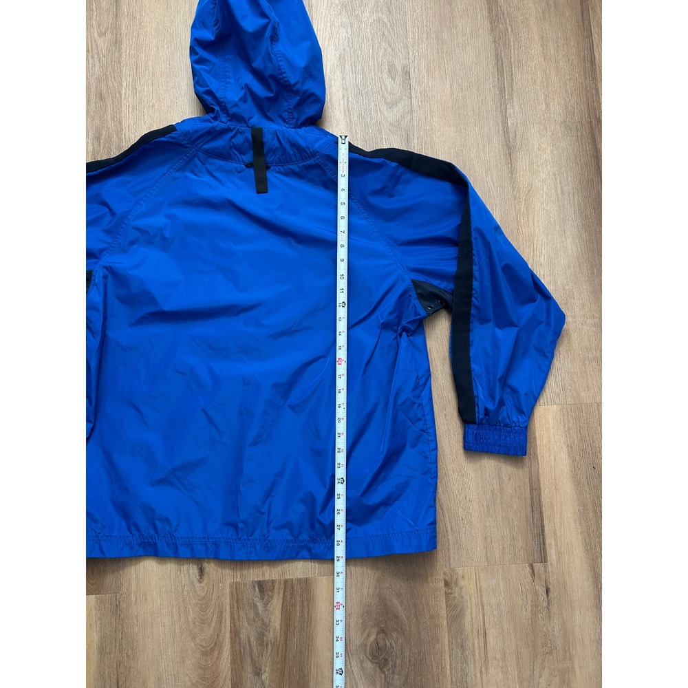 VTG 90s center check nike windbreaker pullover 1/2 zip hooded jacket blue L - Picture 5 of 6